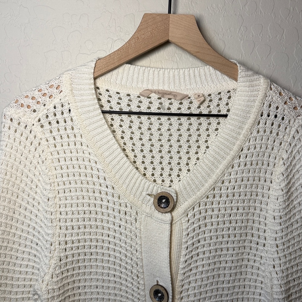Soft Surroundings Cable Knit Button Down Cardigan… - image 3